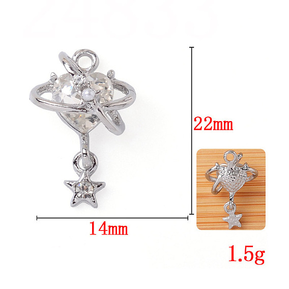 Подвески из сплава и страза, сердце