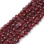 Natural Garnet Beads Strands, Faceted Coin Beads, Flat Round