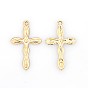 Nickel Free & Lead Free Golden Plated Alloy Cross Pendants, Long-Lasting Plated, 29x18x3mm, Hole: 2mm