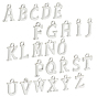 Alloy Pendants, Alphabet Shape, Silver Color Plated