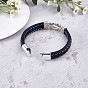 Word Love You Forever Stainless Steel Interlocking Knot Link Bracelet, Braided Leather Wristband Gifts for Son