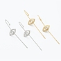 Brass Micro Pave Clear Cubic Zirconia Ear Wrap Crawler Hook Earrings, Eye