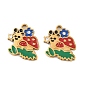 304 Stainless Steel Enamel Pendants, Snail with Mushroom Charms, with Rhinestone, Ion Plating(IP)