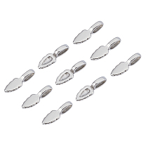 304 Stainless Steel Glue-on Flat Pad Pendant Bails, Leaf