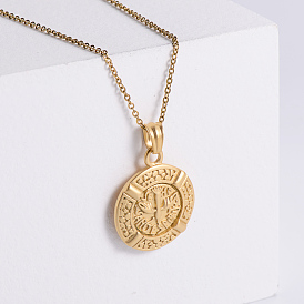 Винтажная панк-медаль святого духа плоская круглая подвеска из нержавеющей стали мужские ожерелья