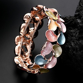 Coloful Alloy Enamel Links Stretch Bangles, Flower