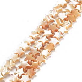 Star Natural White Shell Beads Strands, Mother of Pearl Shell Beads, 7~8x7~9x3mm, Hole: 0.5mm, about 62pcs/strand, 15.9 inch