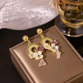 Exquisite Pearl Flower Diamond Earrings for Elegant Women