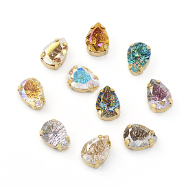 Шить на горный хрусталь, стекло горный хрусталь, с необработанными (без покрытия) латунными штырями, аксессуары для одежды, слеза