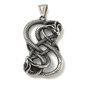 Retro 316 Surgical Stainless Steel Pendants, Snake Charm