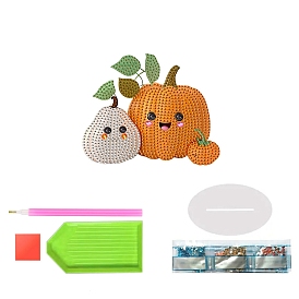 DIY Pumpkin Diamond Painting Kit, Including Acrylic Rhinestones Bag, Diamond Sticky Pen, Tray Plate, Oval Base, Glue Clay and Canvas