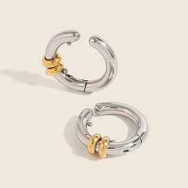 Двухцветные 304 серьги-манжеты из нержавеющей стали, c-образный, ионное покрытие (ip)