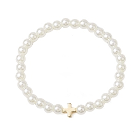 CCB Imitation Pearl Bracelets, with Brass Beads for Women