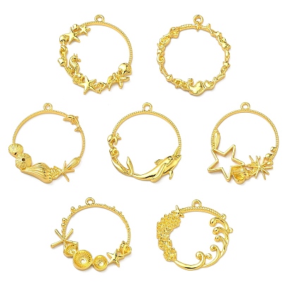 Подвески из сплава с открытой задней частью в стиле океана, для diy уф смолы, эпоксидная смола, Прессованные цветочные украшения, долговечный, золотые