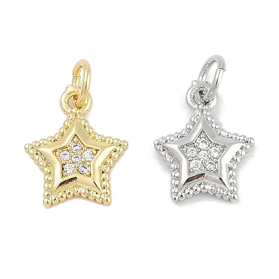 Латунные микро проложить кубического циркония подвески, звезды прелести, без свинца и без кадмия, долговечный, стойки покрытие, с целью перехода в кольце