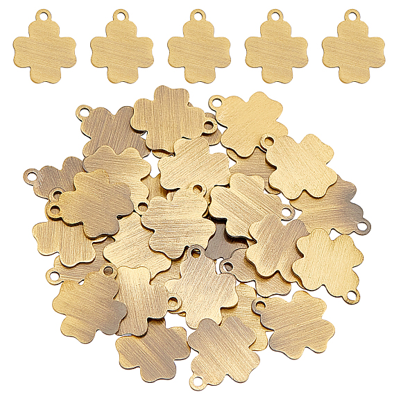Brass Charms, Stamping Blank Tag, Long-Lasting Plated, Cross