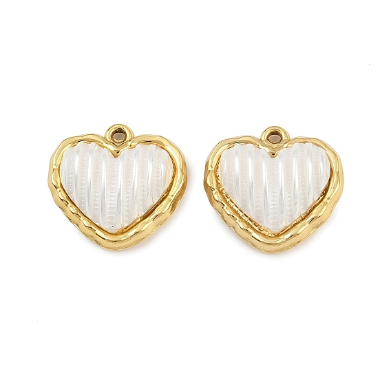 Абс пластмассовые подвески, сердце, с 304 фурнитурой из нержавеющей стали, вакуумное покрытие pvd