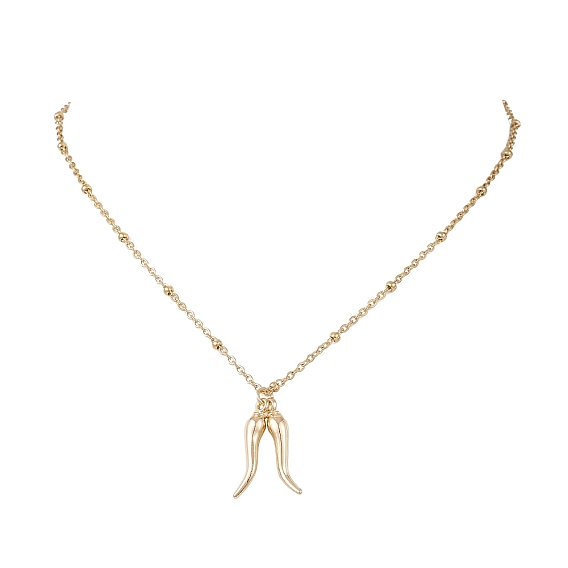 Кулон из сплава с двойным итальянским рогом 304 ожерелья из нержавеющей стали со спутниковой цепью