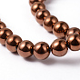 Non-Magnetic Synthetic Hematite Beads Strands, Round, Red Copper Plated