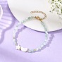Pulseras con cuentas de vidrio natural, conchas y pepitas de vidrio natural, hechas con conchas y estrellas lunares., verde claro