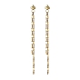 304 Stainless Steel Stud Earrings, Brass Dapped Chains Tassel Earrings