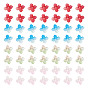 100Pcs Baking Paint and Golden Metal Enlaced Glass Beads, Flower
