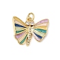 Brass Micro Pave Clear Cubic Zirconia Pendants, with Enamel, Dragonfly Charms, Rack Plating, Long-Lasting Plated, Cadmium Free & Lead Free, Real 18K Gold Plated