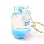 Gas Tank with Rabbit Keychain, Floating Creative Cute Cartoon Liquid Filled Acrylic Keychain, with Alloy Findings