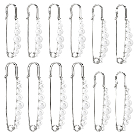 12 pcs 3 broches en alliage de style, avec de l'acrylique perle des perles d'imitation, ronde