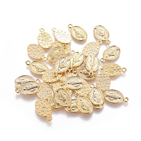Tibetan Style Virgin Mary Alloy Oval Pendants, 17.5x10x1mm, Hole: 1.5mm
