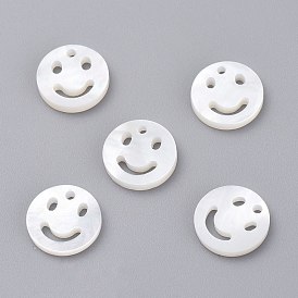 Natural White Shell Mother of Pearl Shell Charms, Smile Face