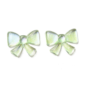 Transparent Epoxy Resin Cabochons, with Glitter Powder, Bowknot