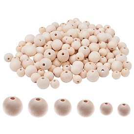 SUNNYCLUE Natural Unfinished Wood Beads, Waxed Wooden Beads, Smooth Surface, Rounddddd