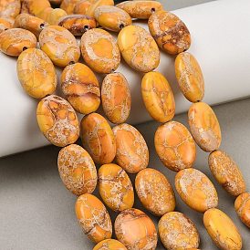 Нити бусин из окрашенного натурального регалита/императорской яшмы/морского осадка яшмы, Плоско-овальные