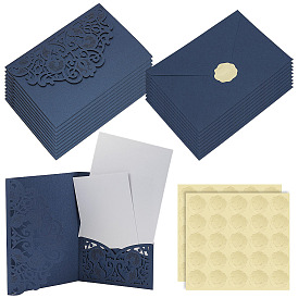 20 Sobres de papel en blanco, Rectángulo, con 20 bolsas de papel, sobre de invitación cortado con láser con tarjetas insertadas y 1 hoja de pegatinas con imágenes