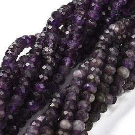 Природный аметист нитей бисера, граненые, рондель