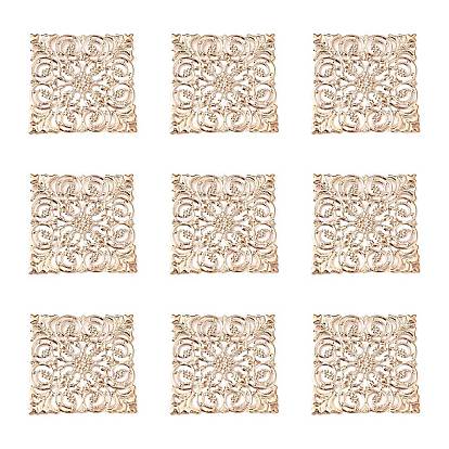 Железо филигранные большие кулоны, квадратный, 51x51x0.5 мм, отверстие : 1 мм