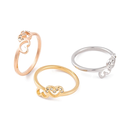 304 кольцо из нержавеющей стали со стразами в форме сердца для женщин