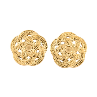 Ion Plating(IP) 304 Stainless Steel Stud Earring Findings, Cabochon Settings, Flower