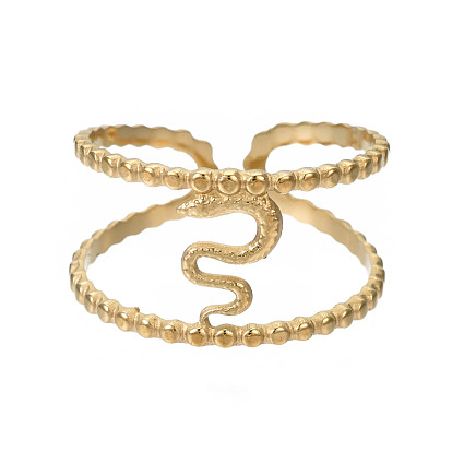 304 anillo de puño abierto de serpiente de acero inoxidable, anillo grueso hueco para mujer