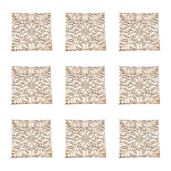 Железо филигранные большие кулоны, квадратный, 51x51x0.5 мм, отверстие : 1 мм