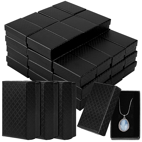 48Pcs Cardboard Jewelry Boxes, with Sponge Pad Inside, Rectangle, for Anniversaries, Weddings, Birthdays