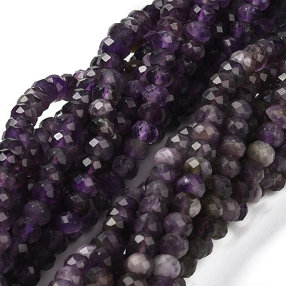 Природный аметист нитей бисера, граненые, рондель