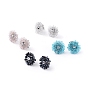 Stud Earrings, with Glass Beads and 304 Stainless Steel Stud Earring Findings, Flower