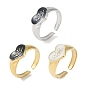 Ионное покрытие (IP) 304 Сердце из эмали из нержавеющей стали с кольцами на пальцах на манжете для глаз, открытые кольца для женщин