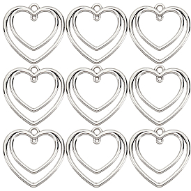 50шт. подвески-соединители из сплава в тибетском стиле с открытой задней панелью, для diy уф смолы, эпоксидная смола, Прессованные цветочные украшения, без свинца и без кадмия, сердечные ссылки