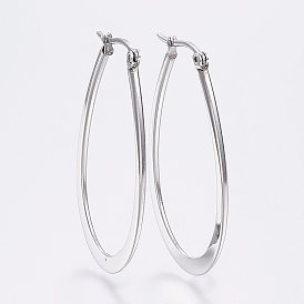 Серьги из 304 нержавеющей стали, гипоаллергенные серьги, Плоско-овальные