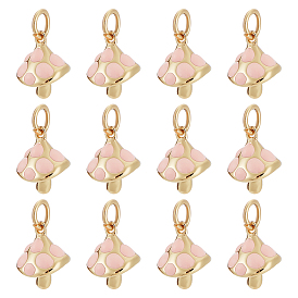 12подвески из латуни с эмалью, гриб, без кадмия, без никеля и без свинца