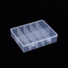 Conteneur de stockage de billes de polypropylène (pp), 10 boîtes de rangement de compartiment, avec couvercle à charnière, rectangle