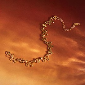 304 женские браслеты-цепочки со звеньями из нержавеющей стали, бабочка и ромб